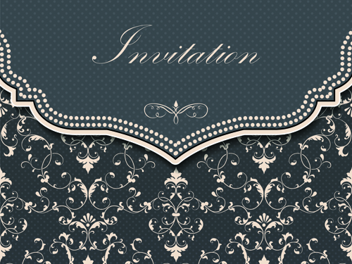 Dark gray floral invitation cards vector material 04 material invitation cards invitation gray floral dark card   