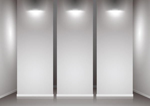 Set of Interior showroom and light wall vector backgrounds 02 wall light Interior showroom interior   