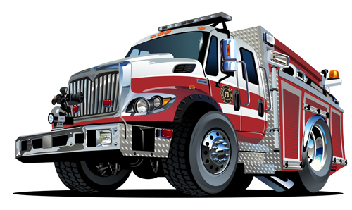 Cartoon fire truck vector material 04 truck material fire cartoon   