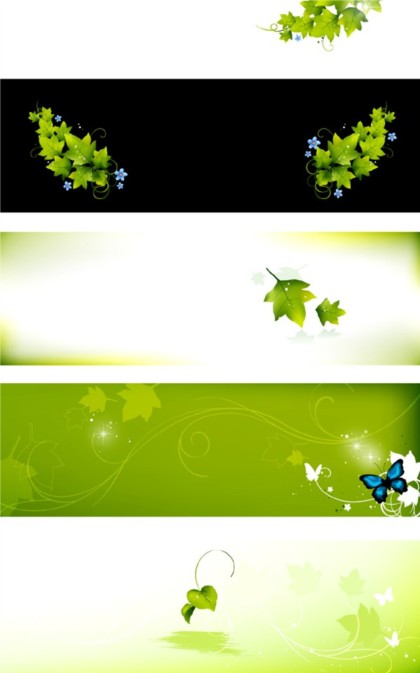 Fresh green leafy banner vector design leafy green fresh banner background   