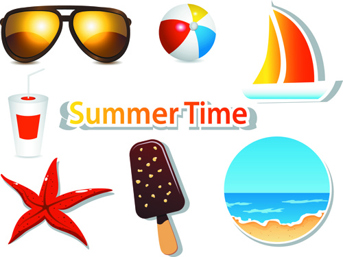 Summer Time background and Illustration vector 01 time summer illustration   