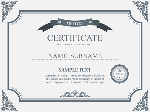Gray styles certificates template vector material 01 template material certificates   