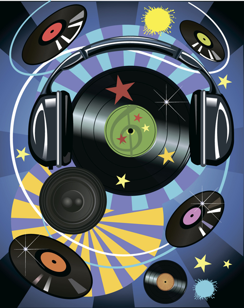 Music Record art background vector 02 record music background   