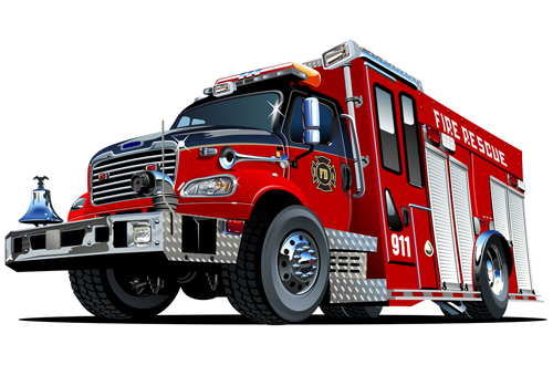 Cartoon fire truck vector material 05 truck material fire cartoon   