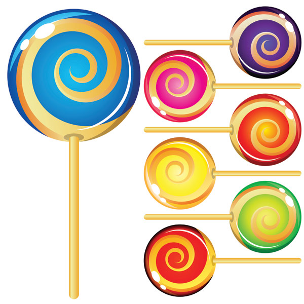 Color lollipop vector set lollipop food candy be riotous with colour   