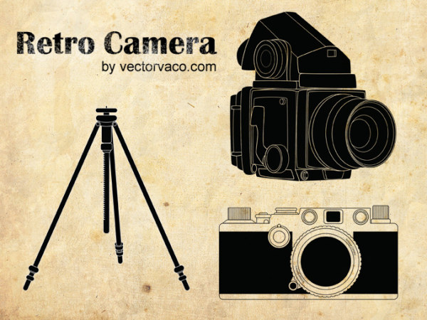 Retro camera elements vector Retro font elements element camera   