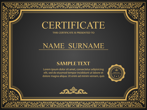 Certificates ornate design vector template 05 template ornate certificates   