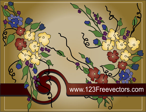 Hand 96440 vines pattern leaves hand painted flowers background   