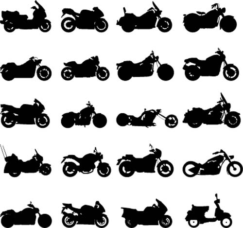 Different motorcycles silhouetters vector 02 silhouetters motorcycles different   