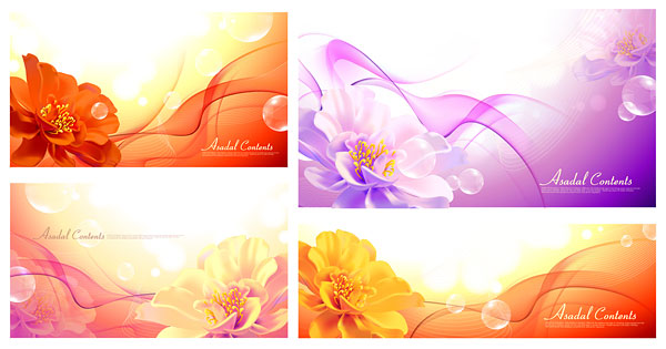 Flowers and fantasy background vector Graphic smoke flowers fantasy dynamic lines bubble background   