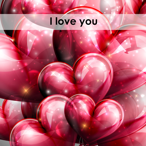 Red heart shapes balloon Valentine background 04 Valentine shapes red heart balloon background   