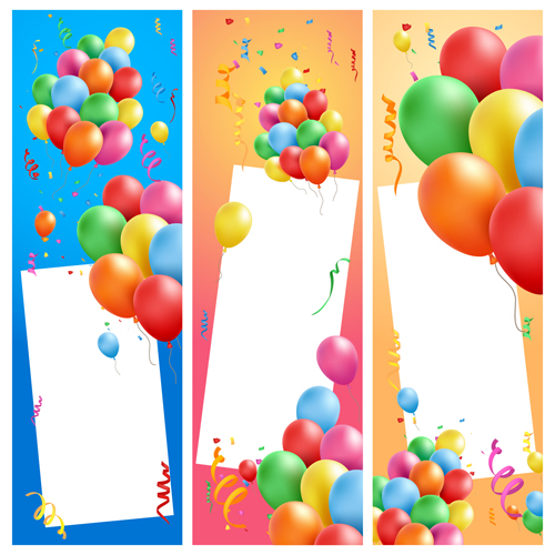 Birthday banners with colored balloons 01 colored birthday banners balloons   