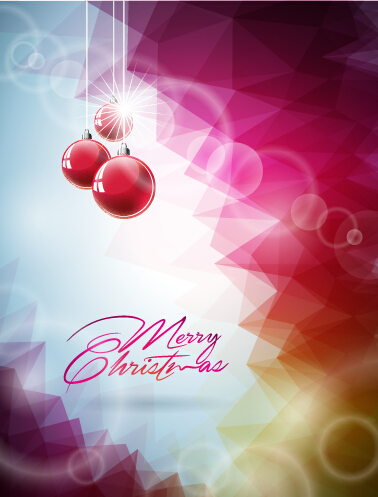 Pink red christmas baubles with background vector 02 red pink christmas baubles background vector background   