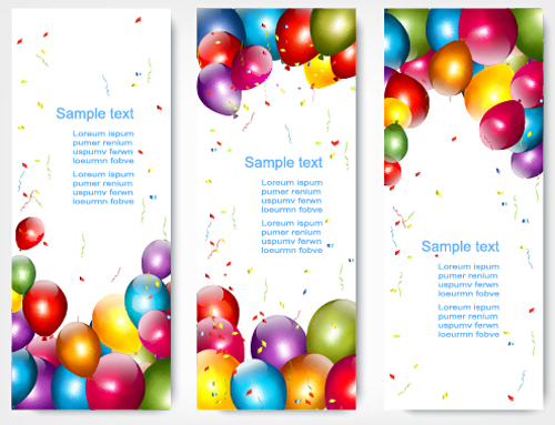 Colorful balloons banners birthday vector 04 colorful birthday banners balloons   