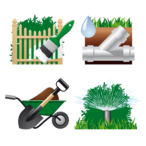 Vector set of Gardening Tool graphic 04 tool gardening   