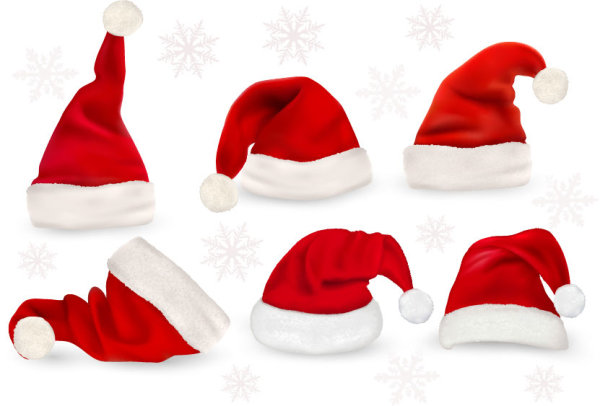 Red Christmas cap vector set red christmas cap   