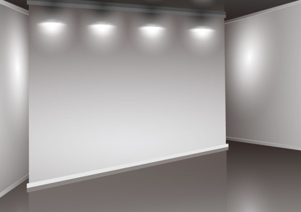 Set of Interior showroom and light wall vector backgrounds 03 wall light Interior showroom interior   