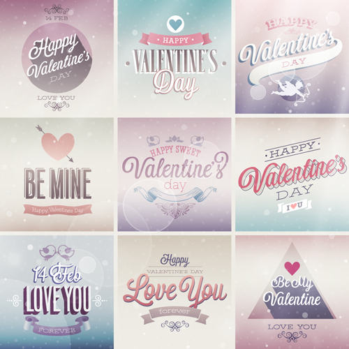 Vintage Valentine Day ornament labels vector 03 Valentine day Valentine ornament labels label   