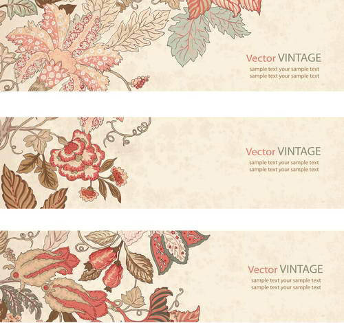 Flower banner vector vintage vintage flower banner   