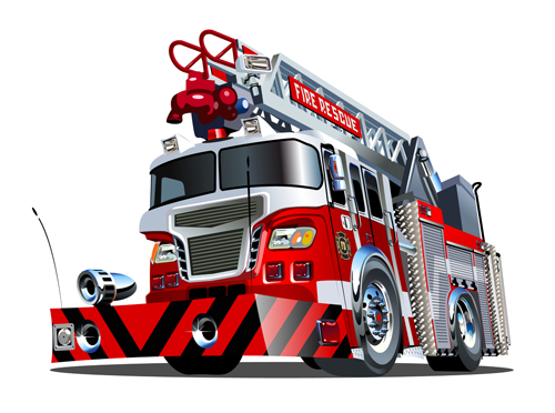 Cartoon fire truck vector material 07 truck material fire cartoon   