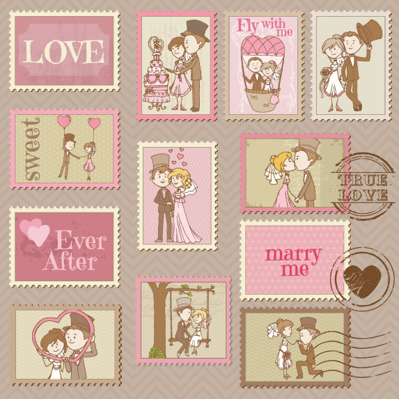 Elements of Wedding Seal and Stamp vector 01 wedding stamp seal elements element   