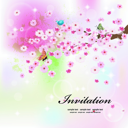 Invitation cards with Flowers design vector 02 with Flowers invitation cards invitation flowers flower cards card   
