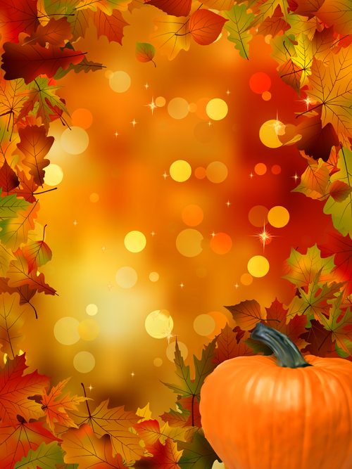 Autumn leaves and pumpkins halation background vector pumpkin autumn leaves autumn   