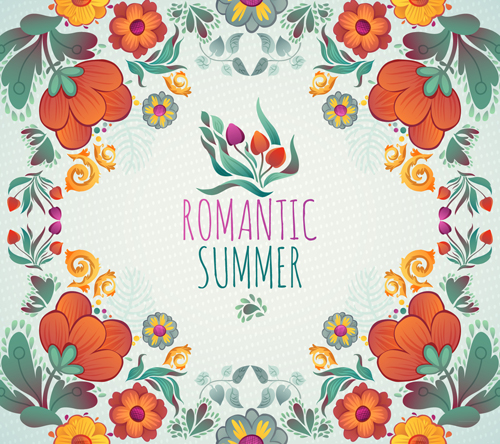 Romantic summer floral cards design vector 01 summer romantic floral cards   