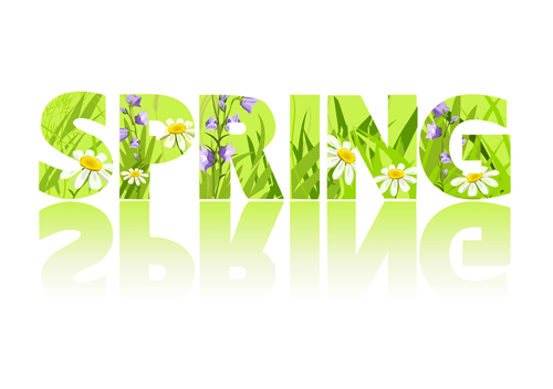Green spring text design vector text spring green   