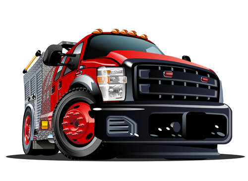 Cartoon fire truck vector material 09 truck material fire cartoon   