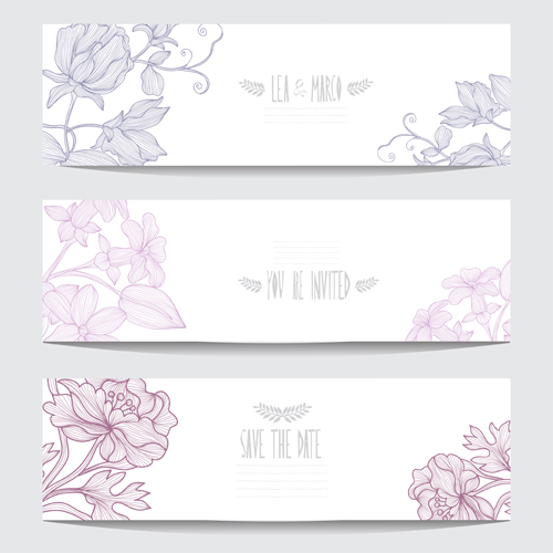 Hand drawn floral banners vectors material 01 hand drawn floral banners   