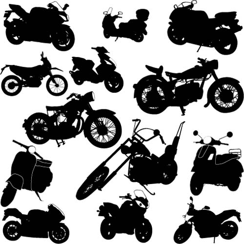 Different motorcycles silhouetters vector 03 silhouetters motorcycles different   