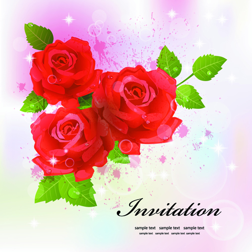 Invitation cards with Flowers design vector 03 with Flowers invitation cards invitation flowers flower cards card   