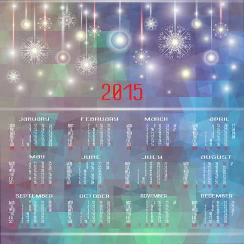 Halation with snowflake 2015 calendar vector snowflake halation calendar 2015   