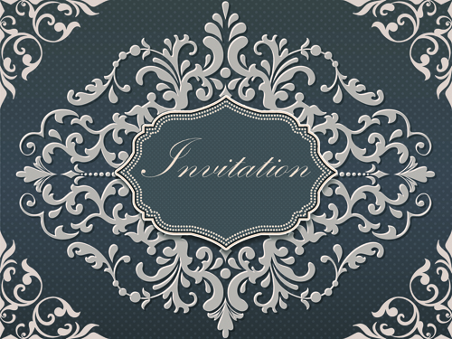 Dark gray floral invitation cards vector material 03 invitation cards invitation gray floral dark card   