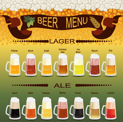 Vector beer menu creative design graphic 04 menu creative beer   