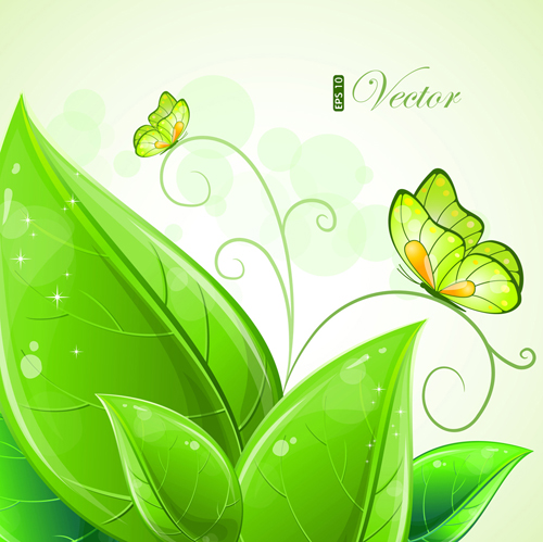 Shiny Green leaves background design vector 01 shiny leaves leave green   