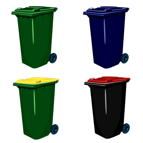 Colorful trash can vector 04 trash colorful can   