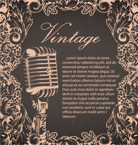 Creative vintage music background vector set 02 vintage poster music creative background vector background   