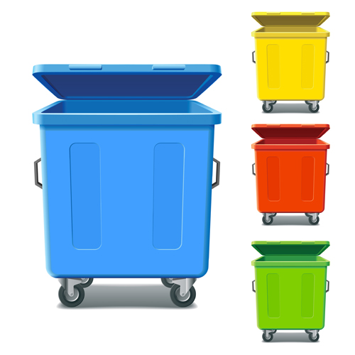 Colorful trash can vector 02 trash colorful can   