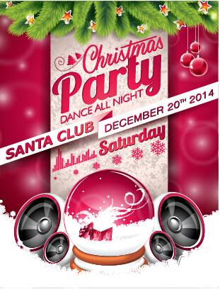 Santa club christmas music party poster vector 01 santa poster party club christmas   