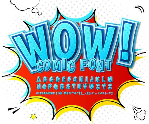 Comic styles fonts design set 07 styles fonts design Comic   