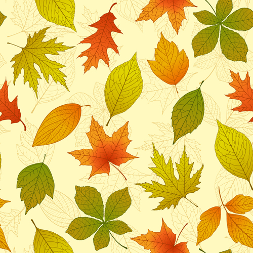 Bright autumn leaves vector backgrounds 03 Vector Background seamless pattern leave backgrounds background autumn leaves autumn   