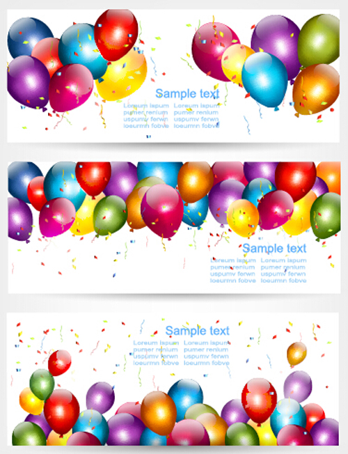 Colorful balloons banners birthday vector 03 colorful birthday banners balloons   