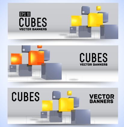 Modern cubes banner design vector 01 modern cube banner   