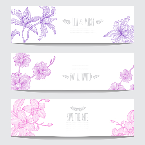 Hand drawn floral banners vectors material 02 hand drawn floral banners   