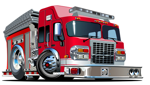 Cartoon fire truck vector material 08 truck material fire cartoon   