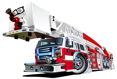 Cartoon fire truck vector material 02 truck material fire cartoon   