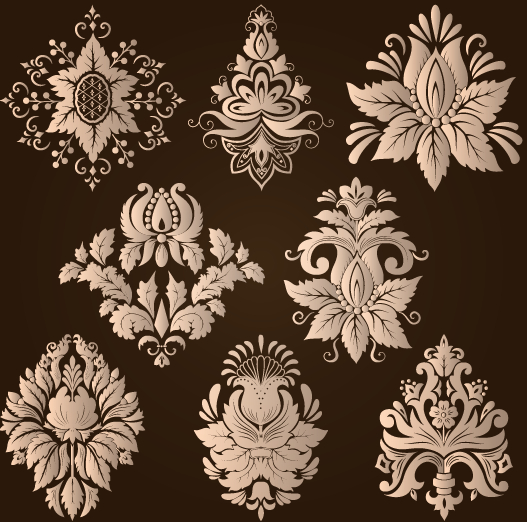 Ornamental floral damask elements vector material 04 vector material ornamental ornament material floral elements element   