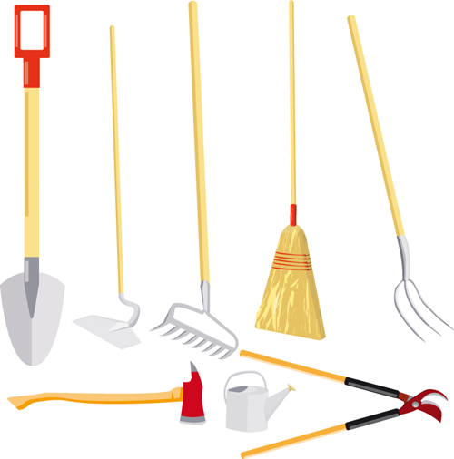 Vector set of Gardening Tool graphic 05 tool gardening   